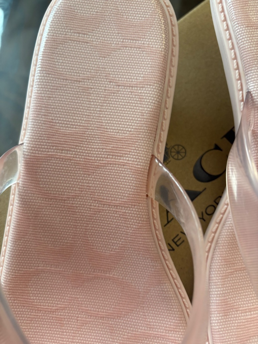 Coach Women’s Candy Pink Jelly Thong Kitten Heel Sandals - Picture 5 of 8